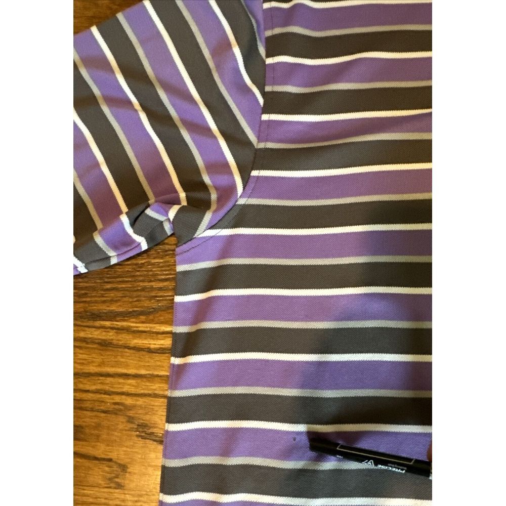 FootJoy Golf Shirt Mens Med Rancho San Marcos logo Purple Brown Stripes - Picture 4 of 11